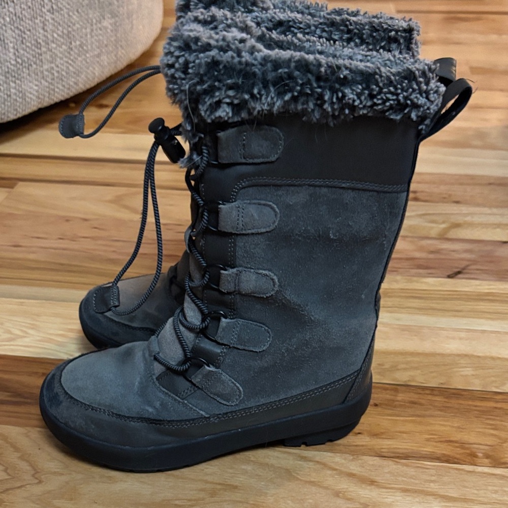 Girls Gray Fur-Lined Boots